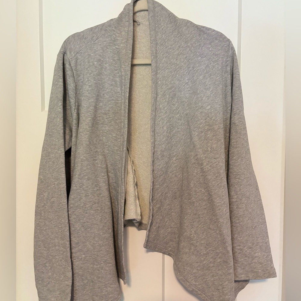 Eileen Fisher Cardigan Womens Medium Gray Organic Cotton Drape Cozy Lagenlook